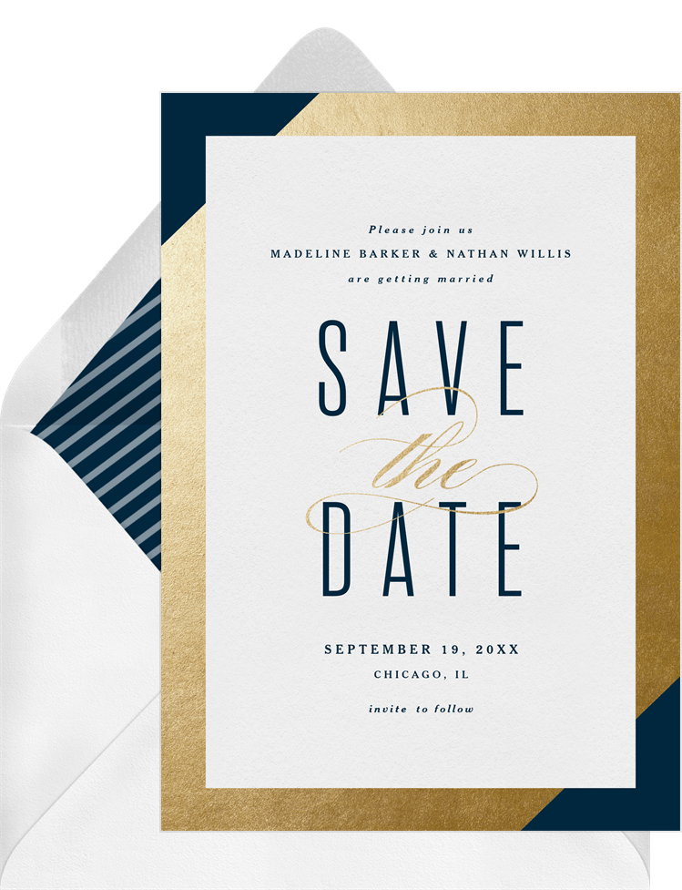 Gold Foil Frame Save The Dates In Black Greenvelope