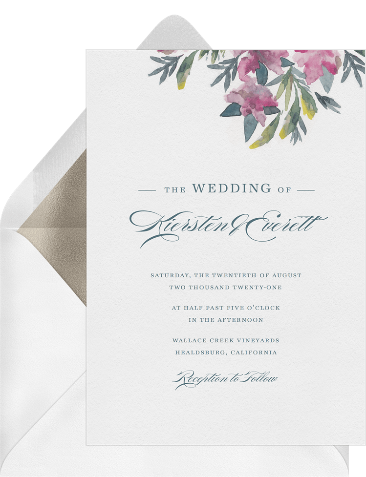 Summer Floral Invitations In Blue Greenvelope