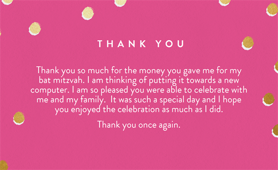 Shimmer Bat Mitzvah Thank You Notes Greenvelope