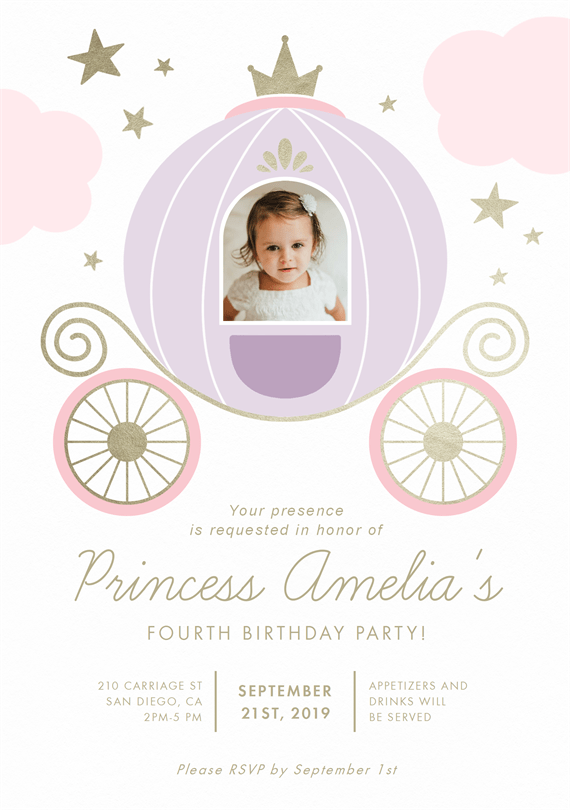 Download Princess Carriage Invitations In Pink Greenvelope Com