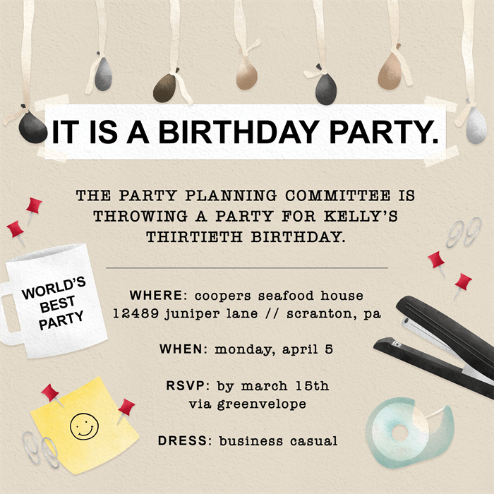 The Office Birthday Party Invitation