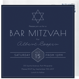 Bar Bat Mitzvah Invitations Greenvelope Simple Bar Mitzvah Invitation In Blue