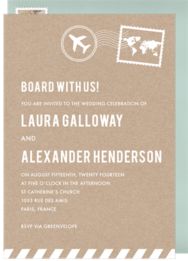 'Airmail' Wedding Invitation in Brown