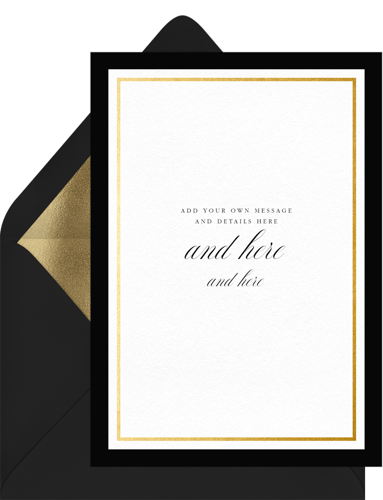 Black Tie Only Invitations in White | Greenvelope.com