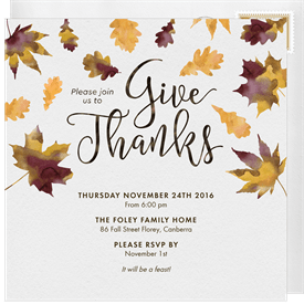 'Autumn Thanks' Thanksgiving Invitation