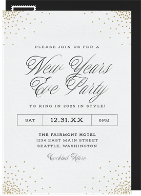 'Elegant Confetti' New Year's Party Invitation