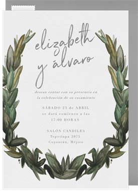 'Watercolor Laurel' Wedding Invitation