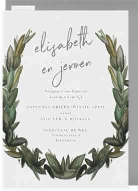 'Watercolor Laurel' Wedding Invitation