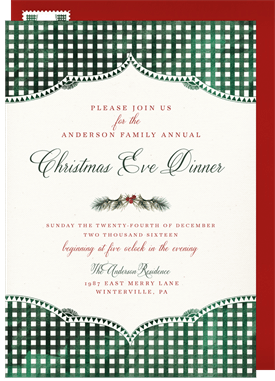 'Traditional Gingham' Holiday Party Invitation