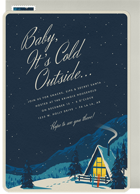 'Cozy Ski Chalet' Holiday Party Invitation