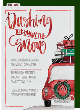 'Dashing Through the Snow' Christmas Party Invitation