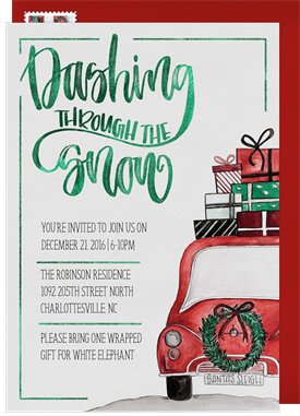 'Dashing Through the Snow' Holiday Party Invitation