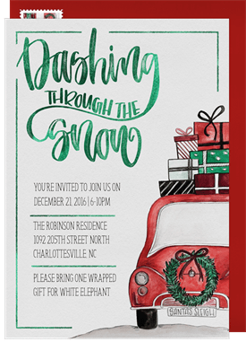 'Dashing Through the Snow' Christmas Party Invitation