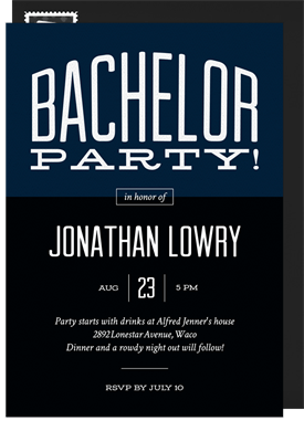 'Bold Bachelor' Bachelor Party Invitation