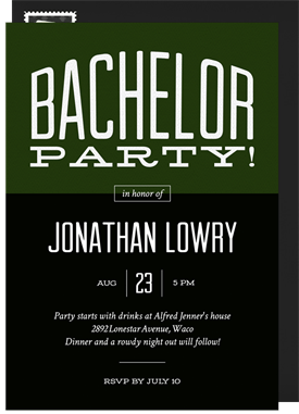'Bold Bachelor' Bachelor Party Invitation