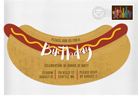 'Hot Dog, it's a BBQ!' Kids Birthday Invitation