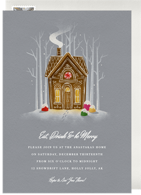 'Gingerbread Cottage' Holiday Party Invitation