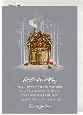 'Gingerbread Cottage' Christmas Party Invitation