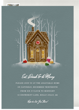 'Gingerbread Cottage' Christmas Party Invitation