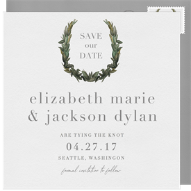 'Watercolor Laurel' Wedding Save the Date