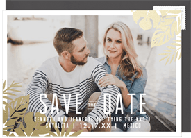 'Foiled Palm Fronds' Wedding Save the Date