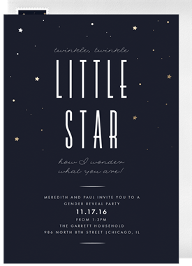 'Twinkle Little Star' Gender Reveal Invitation
