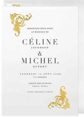 'Ornate Gold Corners' Wedding Invitation
