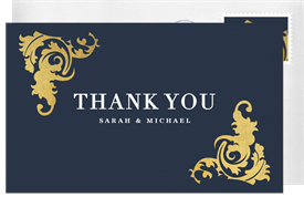 'Ornate Gold Corners' Wedding Thank You Note