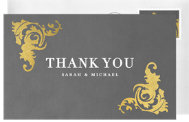 'Ornate Gold Corners' Wedding Thank You Note