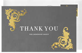 'Ornate Gold Corners' Business Thank You Note