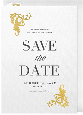 'Ornate Gold Corners' Business Save the Date