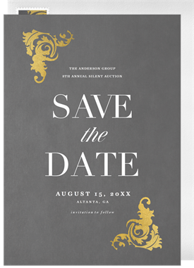 'Ornate Gold Corners' Business Save the Date