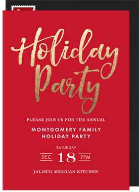 'Simple Holiday Party' Christmas Party Invitation