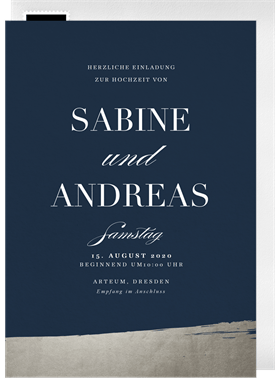 'Metallic Brush Stroke' Wedding Invitation