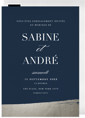 'Metallic Brush Stroke' Wedding Invitation