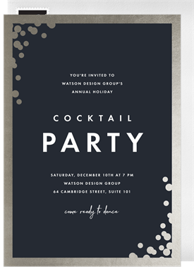 'Metallic Bubbly Corners' Business Holiday Party Invitation