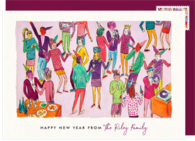 'Retro Revelry Greetings' New Year's Greeting Card