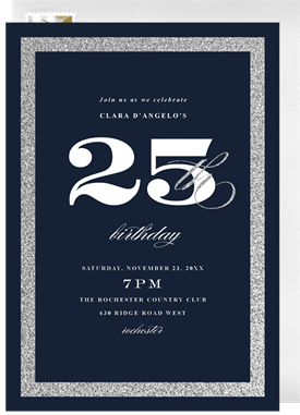 'Silver Celebration' Adult Birthday Invitation