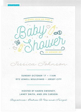 'Cute Baby Icons' Baby Shower Invitation