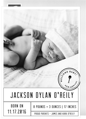 'Welcome Baby Stamp' Birth Announcement