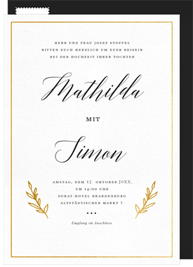 'Elegant Laurel Branches' Wedding Invitation