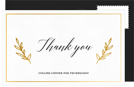 'Elegant Laurel Branches' Business Thank You Note