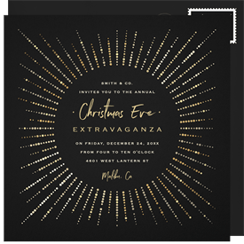 'Champagne Starburst' Business Holiday Party Invitation