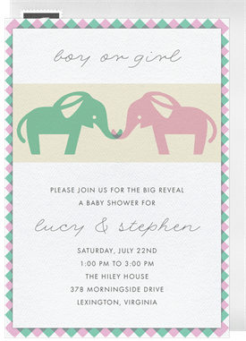 'Sweet Elephants' Baby Shower Invitation