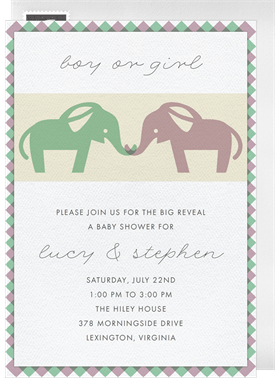 'Sweet Elephants' Baby Shower Invitation