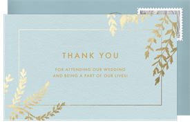 'Gold Foliage' Wedding Thank You Note