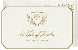 'Floral Crest' Wedding Thank You Note