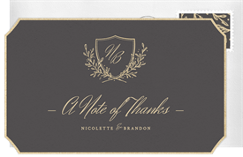 'Floral Crest' Wedding Thank You Note