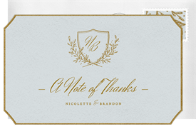 'Floral Crest' Wedding Thank You Note