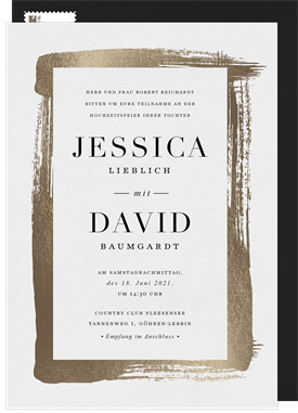 'Gold Brushstroke' Wedding Invitation